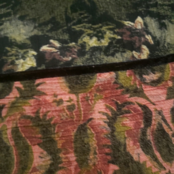 Vintage 90s whimsigoth velvet trimmed Persian rug inspired patchwork crape top. - Picture 2 of 3